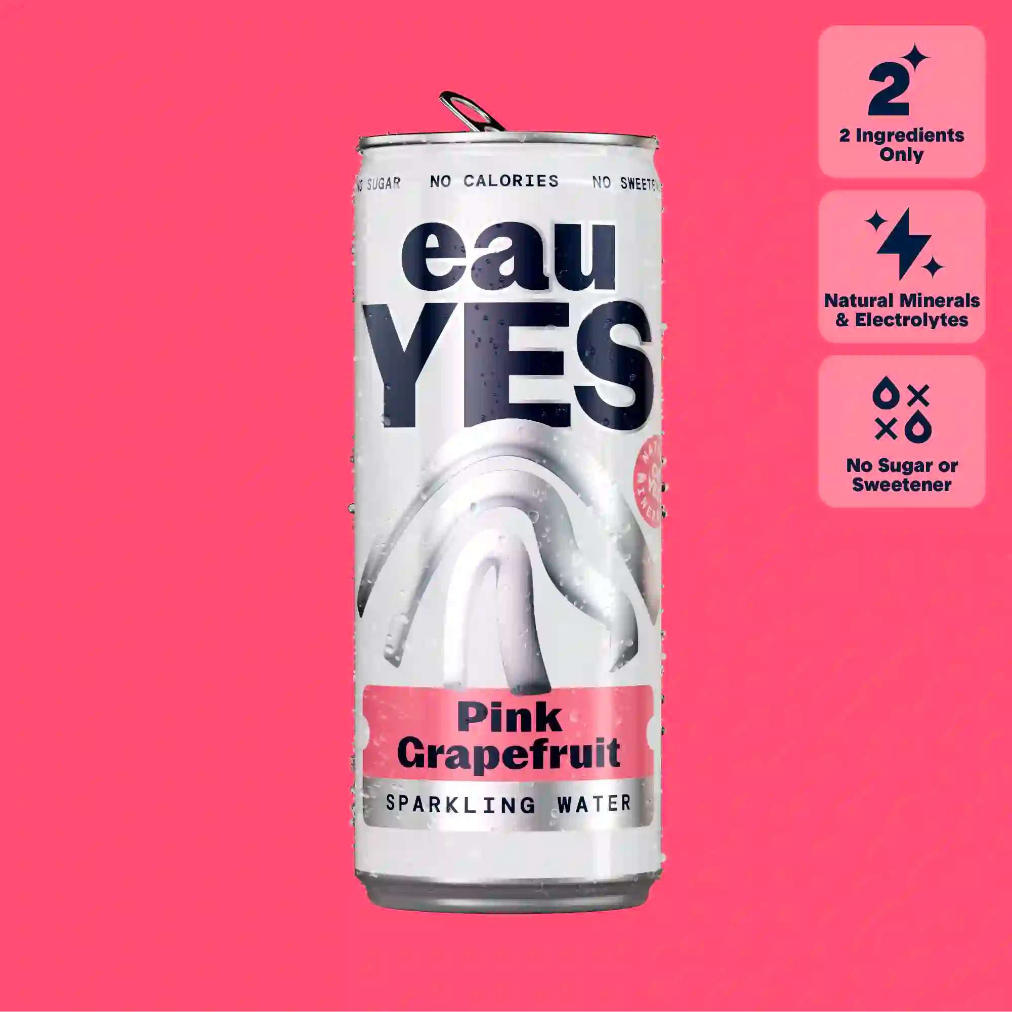 eauYES water pink grapefruit sparkling water can
