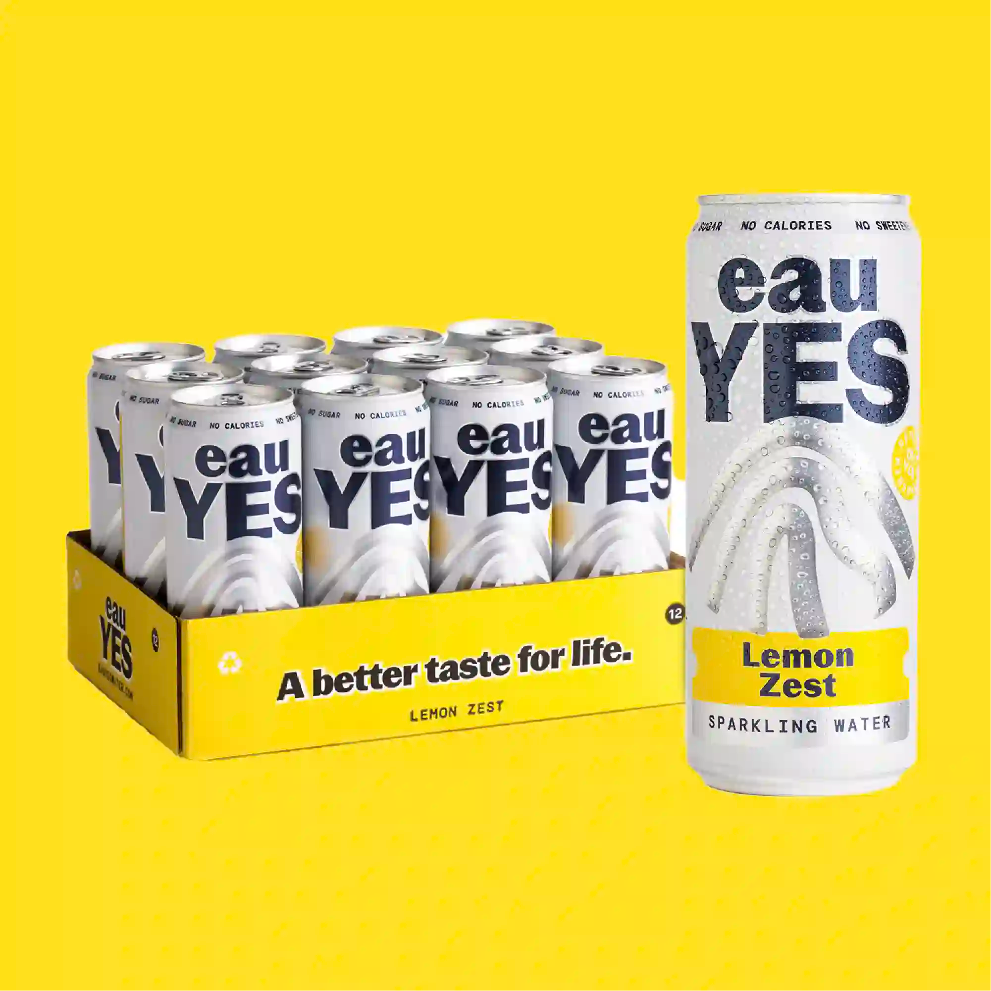 eauYES water lemon zest sparkling water 12 cans in box