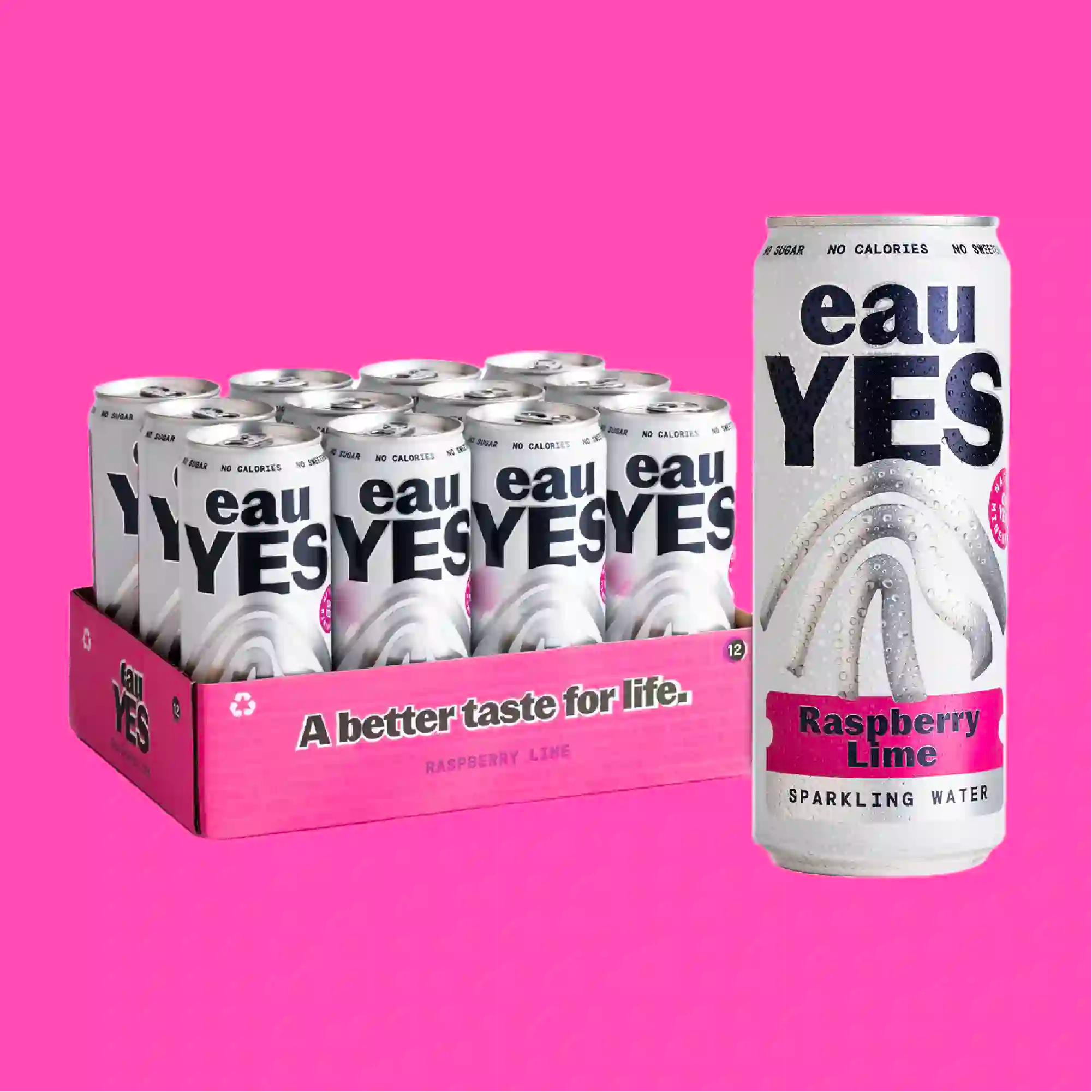eauYES raspberry lime sparkling water 12 cans in box